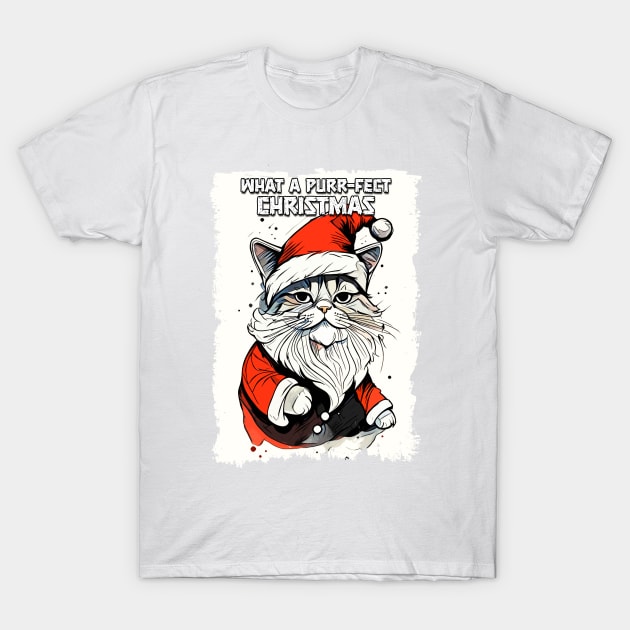 Funny Christmas Quote Cute Santa Claus Cat Illustration for Pet Lovers and Owners T-Shirt by Naumovski